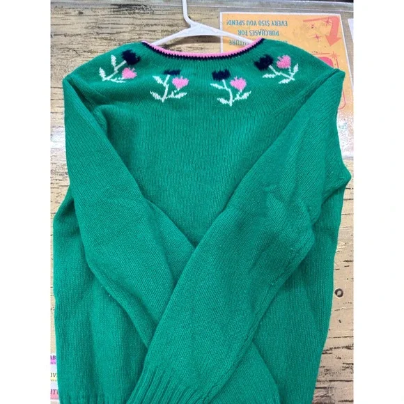 Vintage Susan Bristol Green with Flowers Sweater - Picture 5 of 6